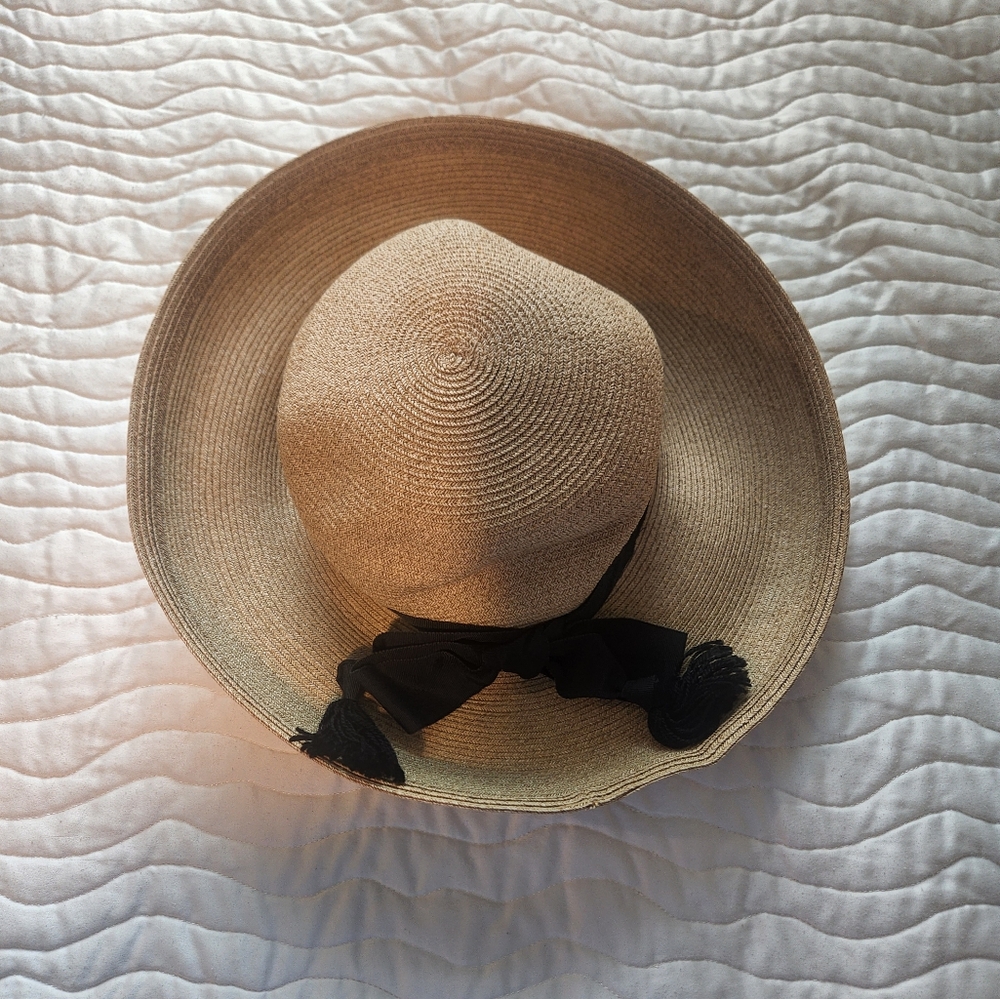Eric Javits Tan and Black Wide-Brimmed Hat